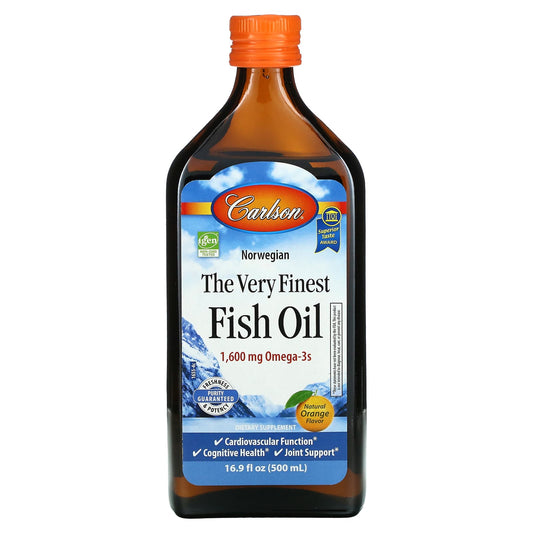 Carlson-Norwegian-The Very Finest Fish Oil-Natural Orange -1,600 mg-16.9 fl oz (500 ml)