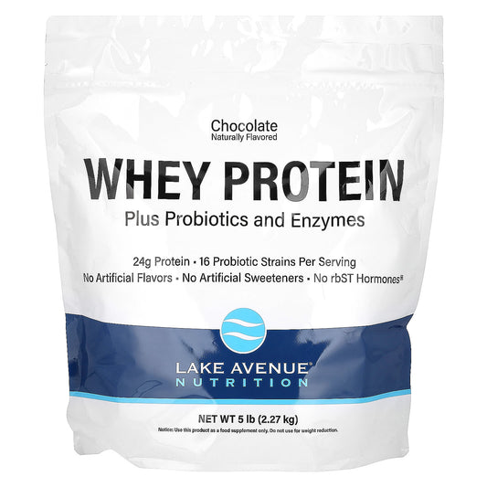 Lake Avenue Nutrition-Whey Protein + Probiotics-Chocolate-5 lb (2.27 kg)