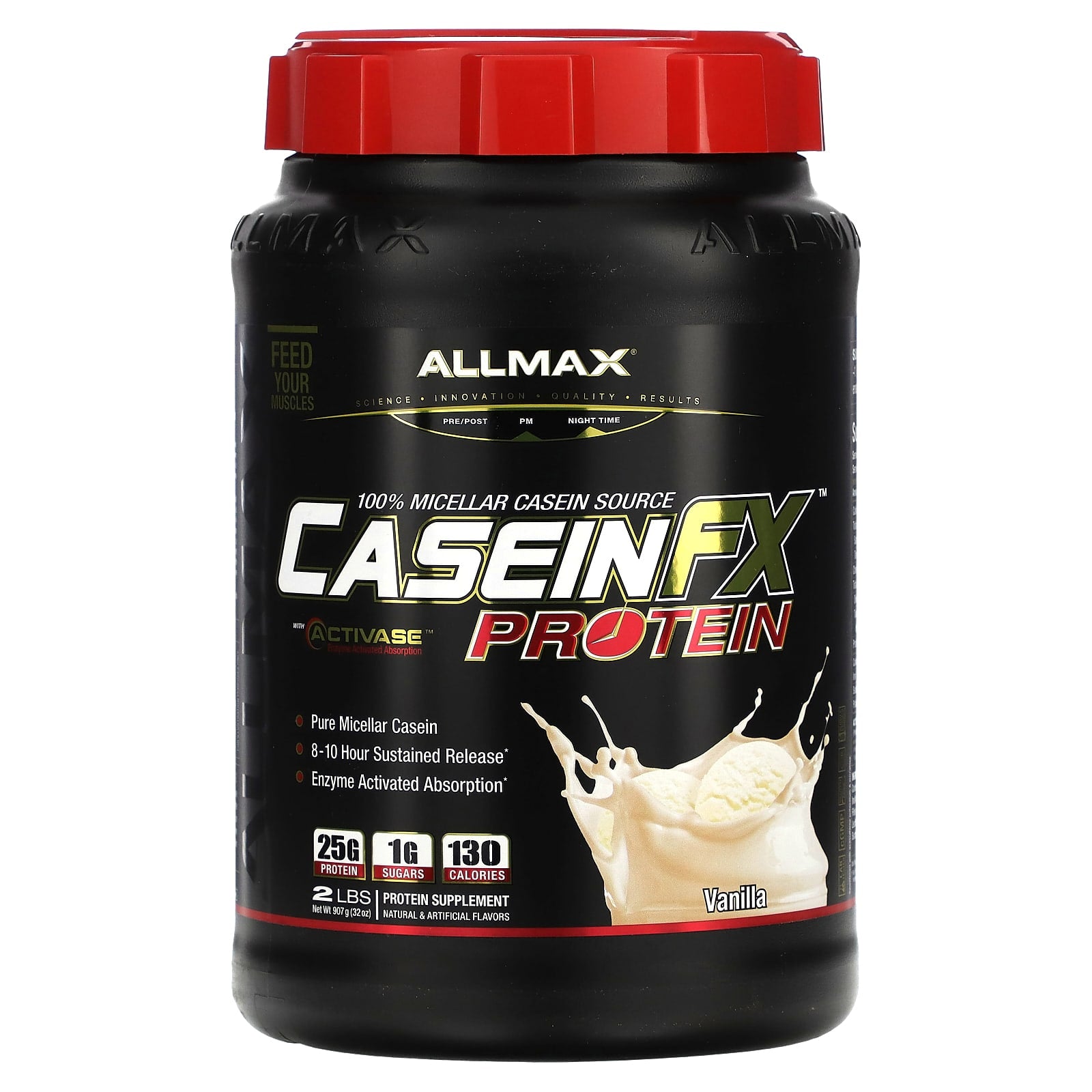 ALLMAX-CaseinFX-100% Casein Micellar Protein-Vanilla-2 lbs. (907 g)