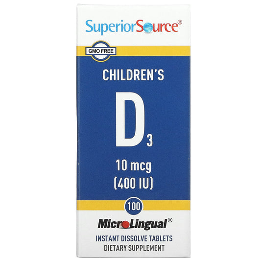 Superior Source-Children's D3-10 mcg (400 IU)-100 MicroLingual Instant Dissolve Tablets