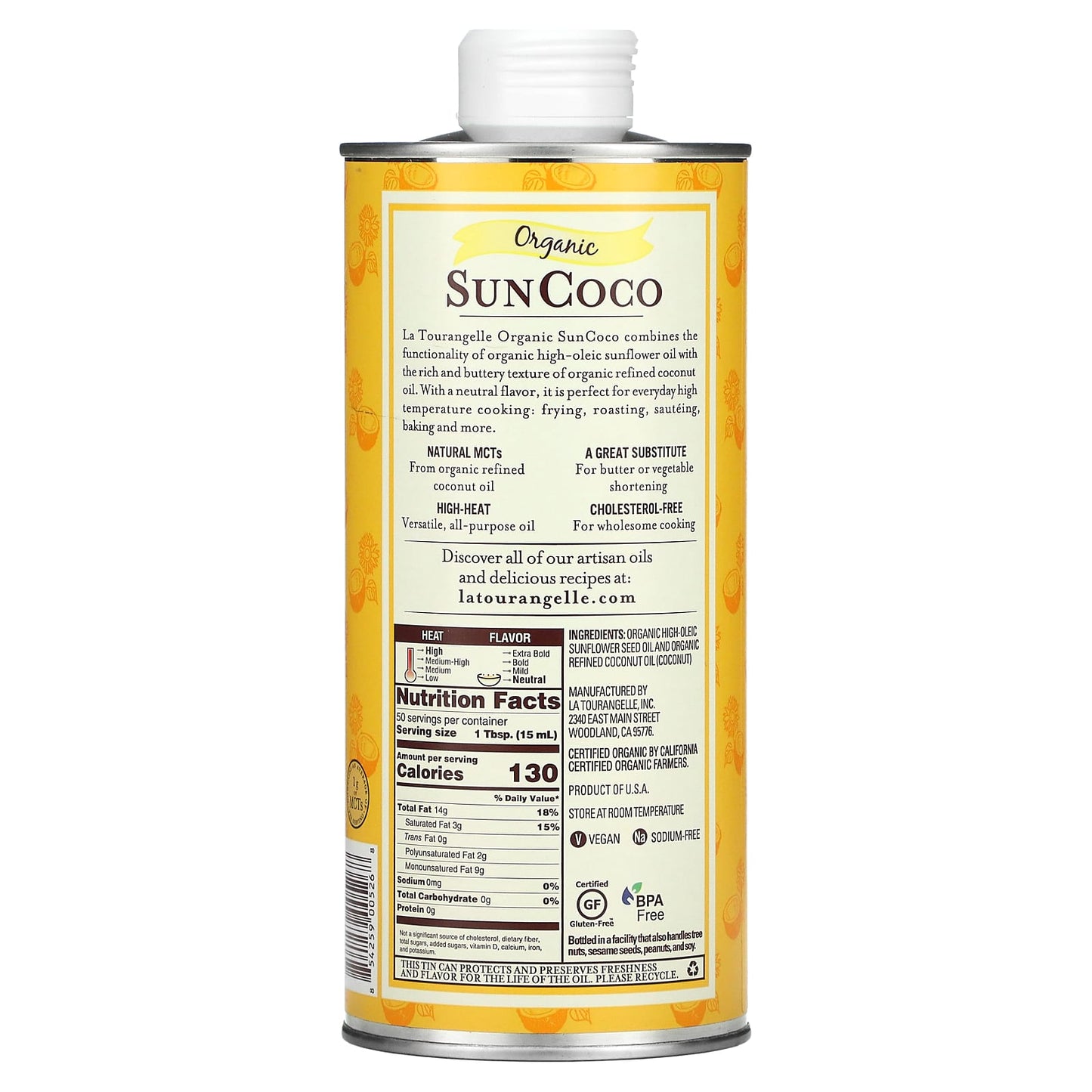 La Tourangelle, Organic SunCoco, Sunflower Oil & Coconut Oil Blend, 25.4 fl oz (750 ml)