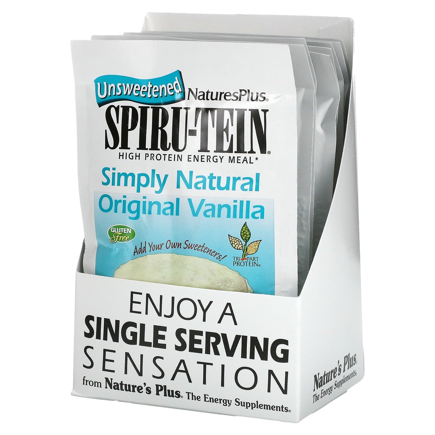 NaturesPlus-Spiru-Tein-High Protein Energy Meal-Vanilla-8 Packets-0.8 oz (23 g) Each