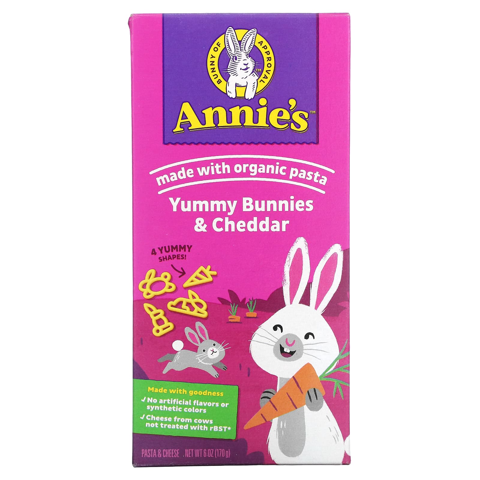 Annie's Homegrown-Yummy Bunnies & Cheddar-Pasta & Cheese-6 oz (170 g)