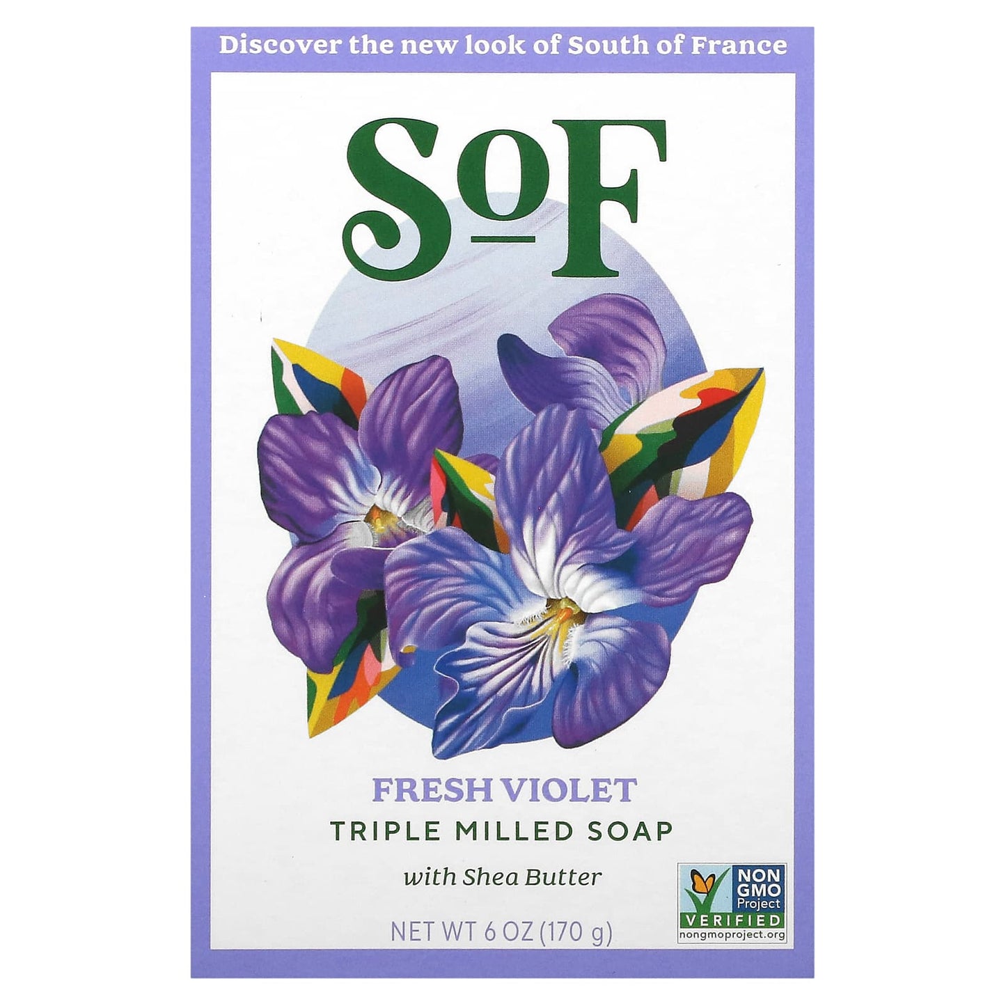 SoF-Triple Milled Bar Soap with Shea Butter-Fresh Violet-6 oz (170 g)