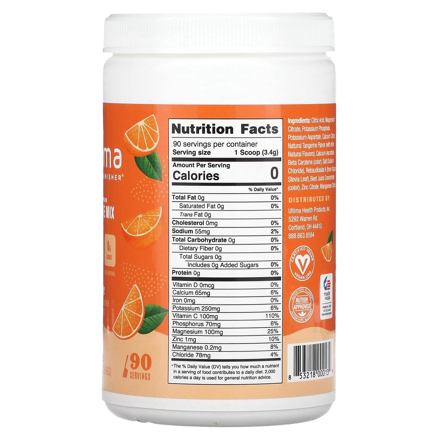 Ultima Replenisher, Electrolyte Drink Mix, Orange, 10.8 oz (306 g)