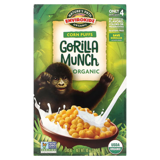 Nature's Path-EnviroKidz-Organic Corn Puffs Gorilla Munch Cereal-10 oz (284 g)