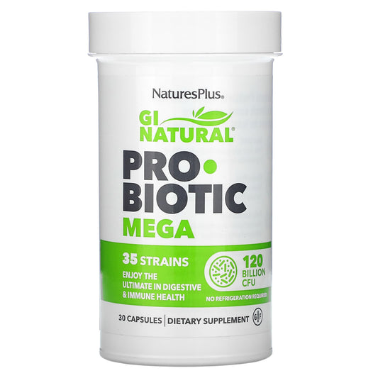 NaturesPlus-GI Natural Probiotic Mega-120 Billion CFU-30 Capsules