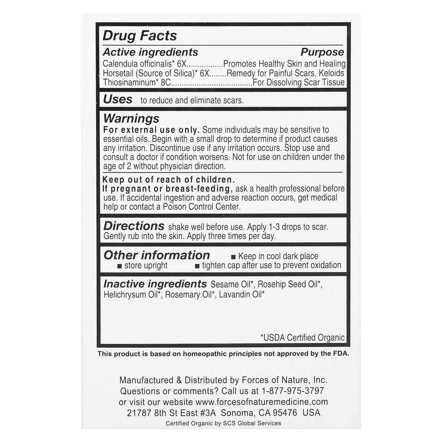 Forces of Nature, Scar, Organic Plant Medicine,  0.37 fl oz (11 ml)