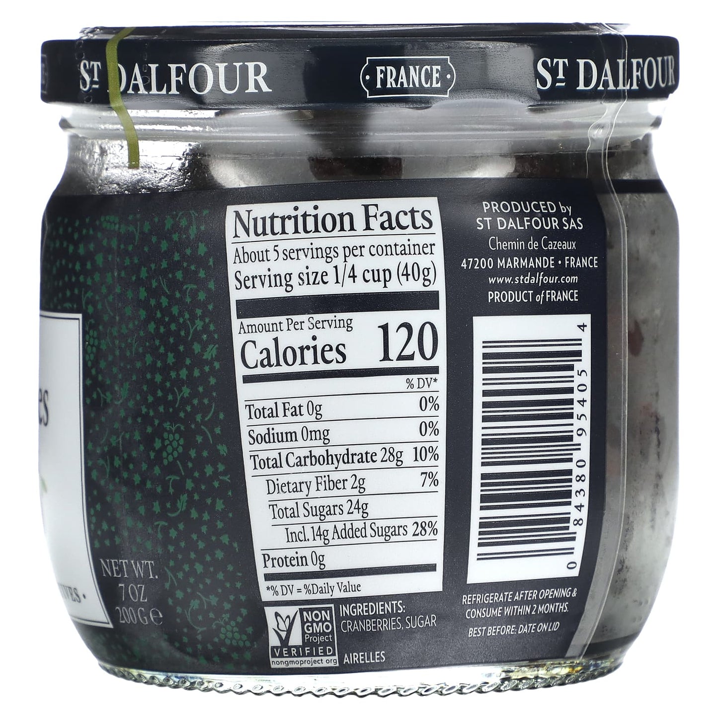 St. Dalfour, Semi-Dried Cranberries, 7 oz (200 g)