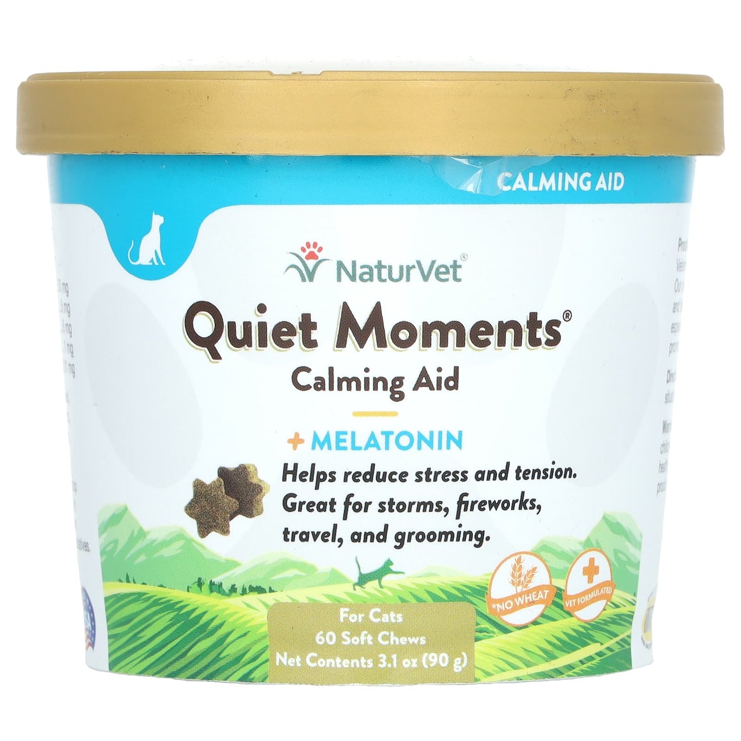 NaturVet-Quiet Moments-Calming Aid + Melatonin-For Cats-60 Soft Chews-3.1 oz (90 g)