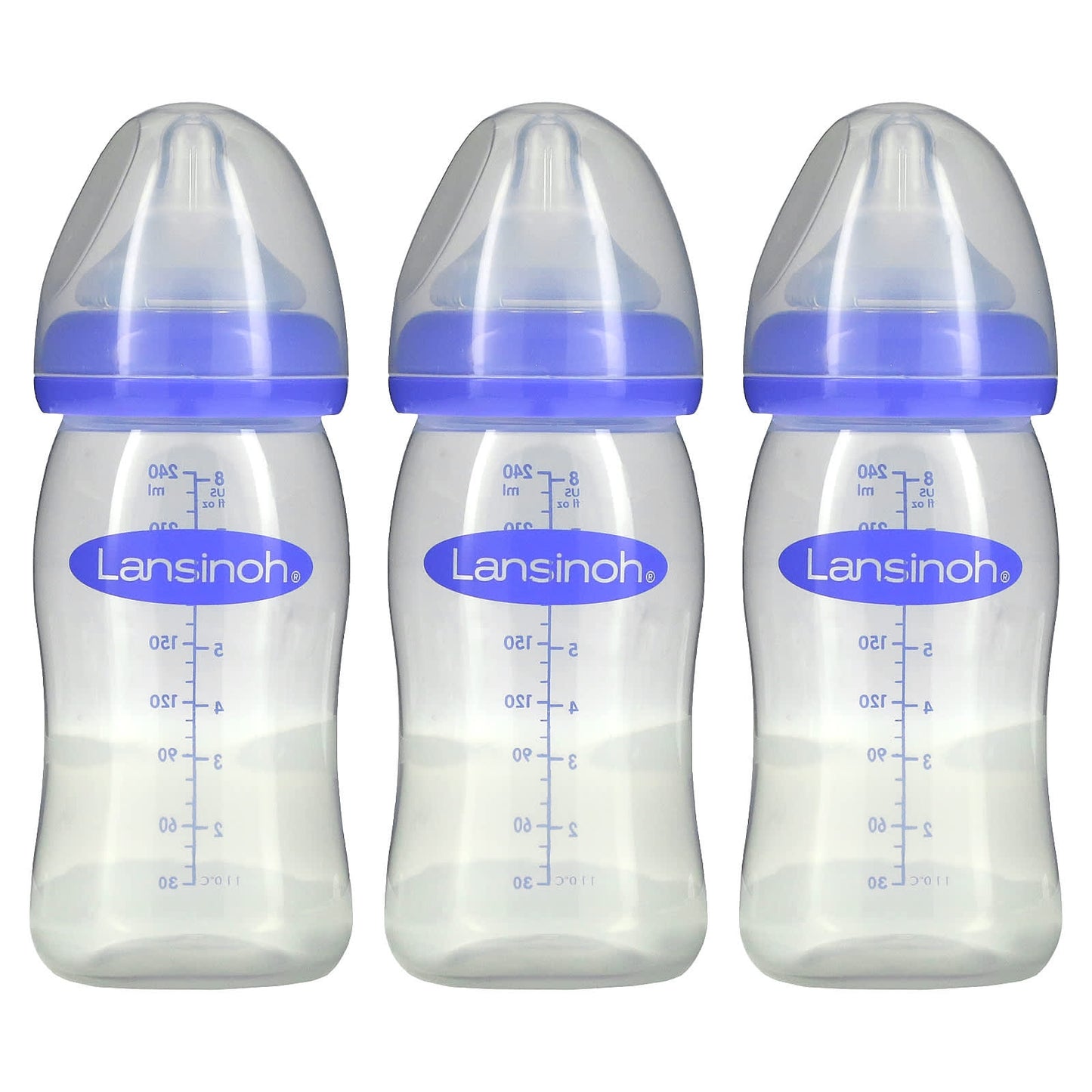 Lansinoh, Breastmilk Feeding Bottles with NaturalWave Nipple, Medium Flow, 3 Bottles, 8 oz (240 ml) Each