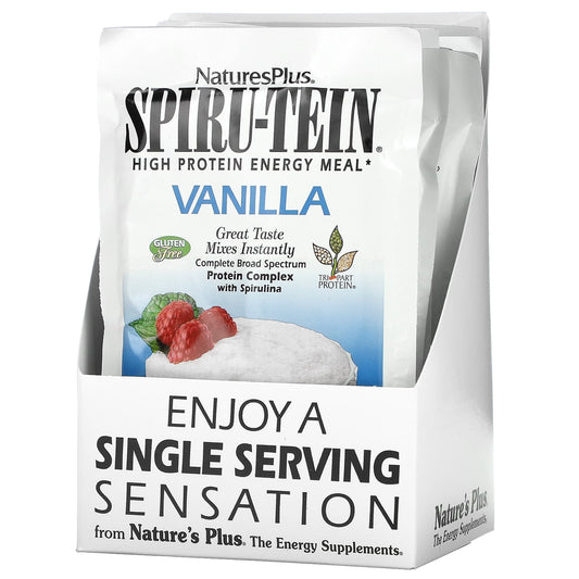 NaturesPlus-Spiru-Tein-High Protein Energy Meal-Vanilla-8 Packets-1.2 oz (34 g) Each