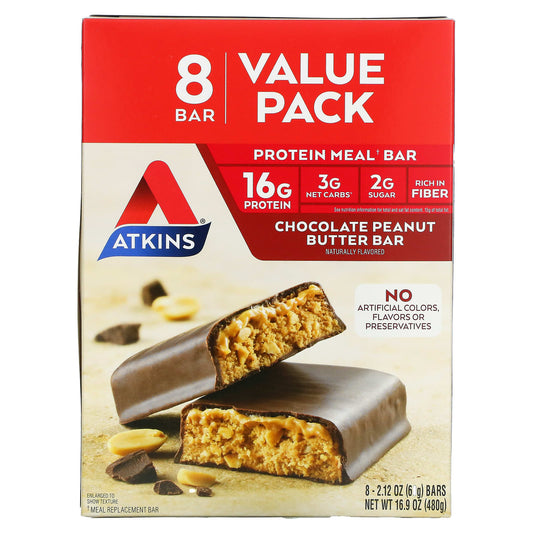 Atkins-Protein Meal Bar-Chocolate Peanut Butter-8 Bars-2.12 oz (60 g)