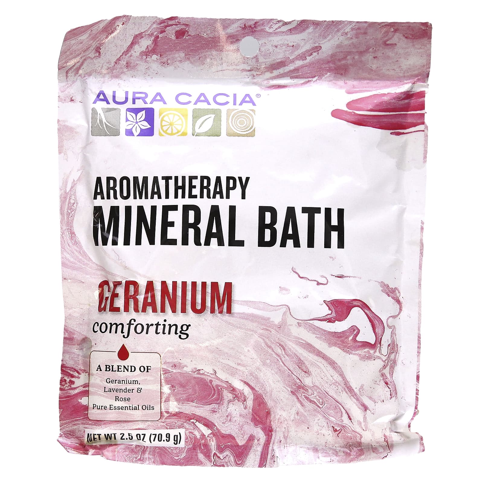 Aura Cacia-Aromatherapy Mineral Bath-Comforting Geranium-2.5 oz (70.9 g)