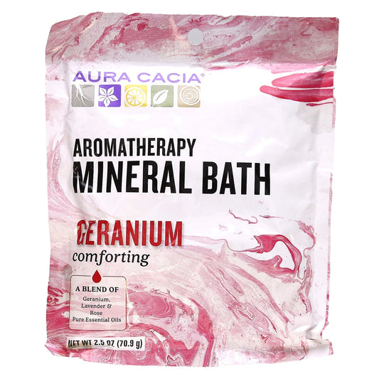 Aura Cacia-Aromatherapy Mineral Bath-Comforting Geranium-2.5 oz (70.9 g)