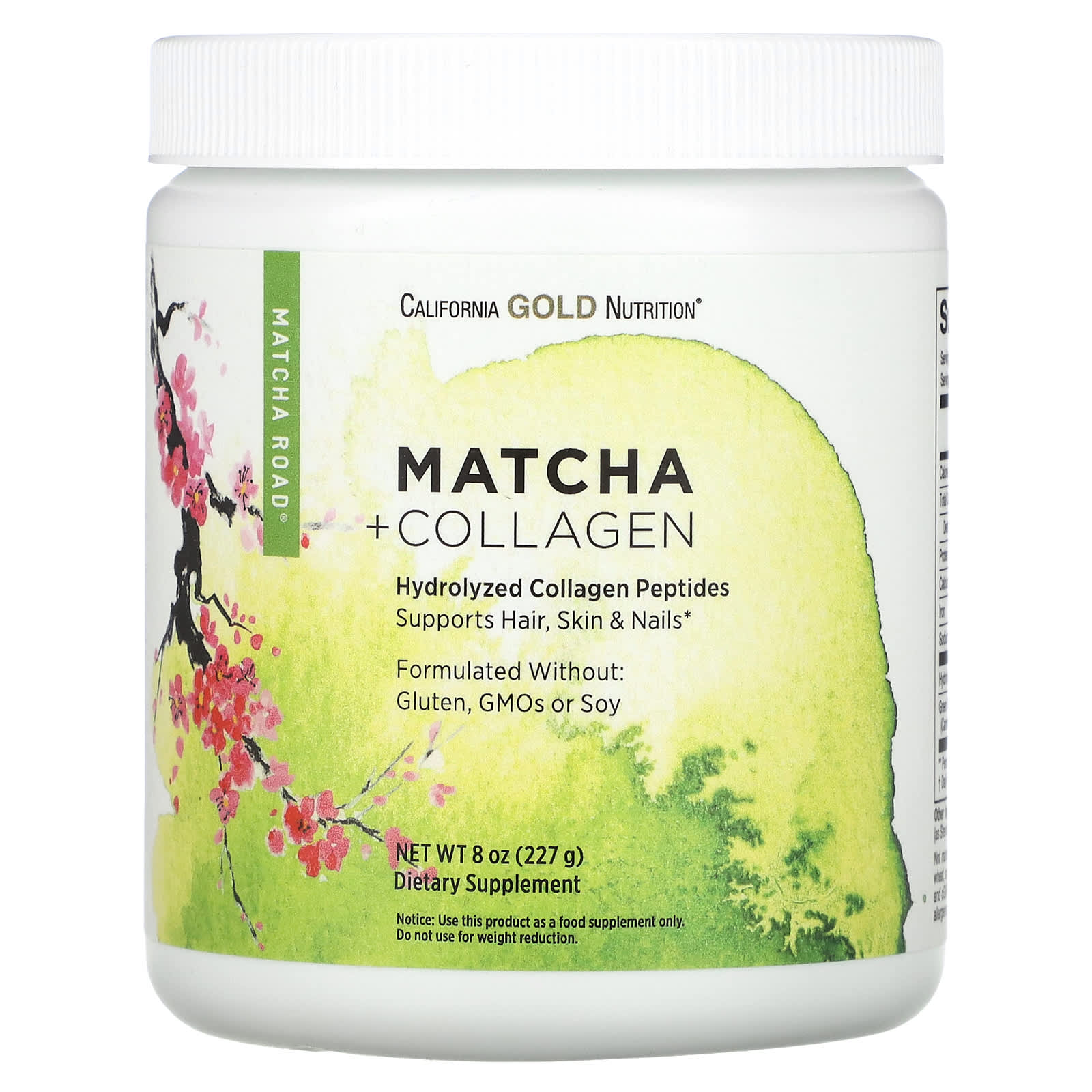 California Gold Nutrition-MATCHA ROAD-Matcha + Collagen- 8 oz (227 g)