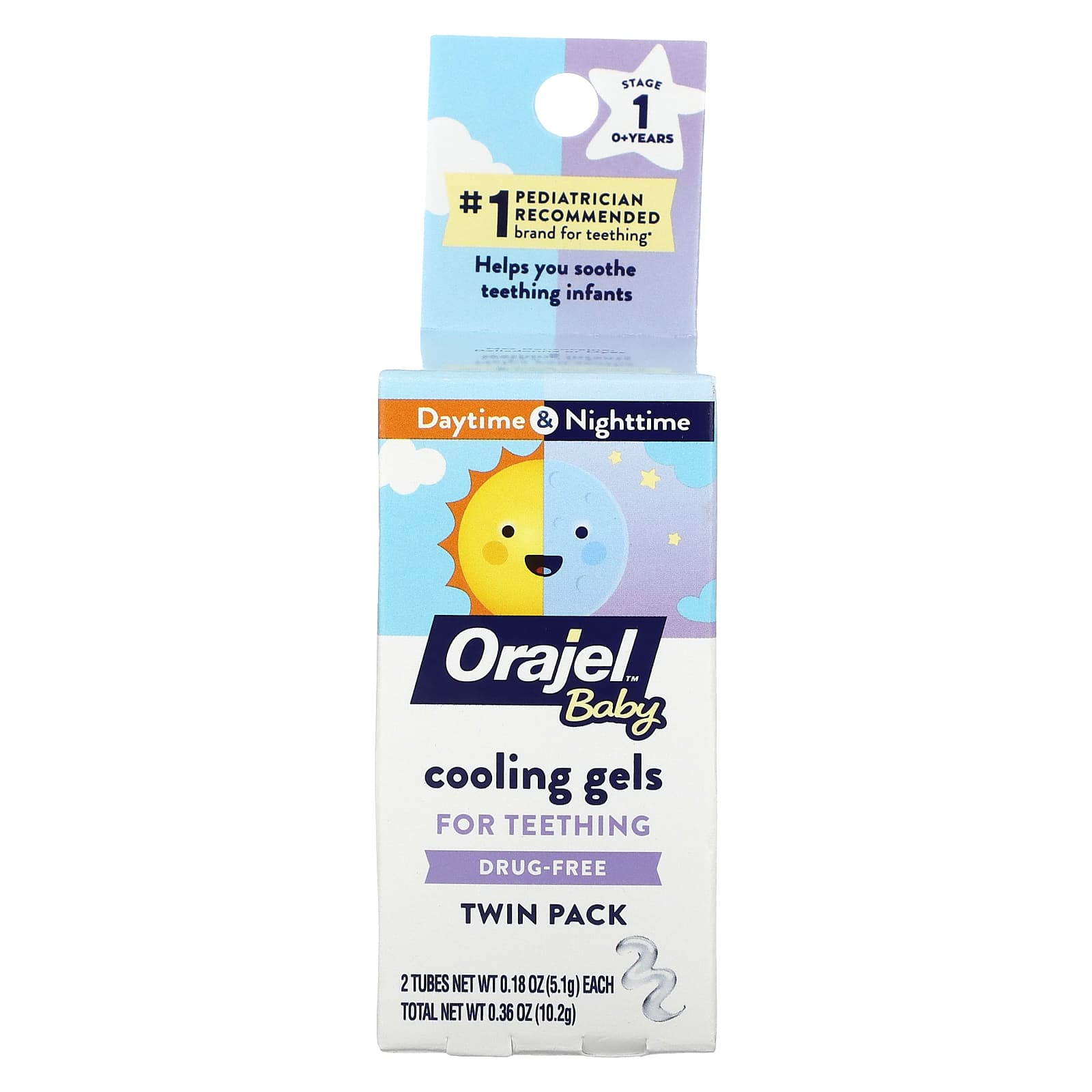 Orajel-Baby Daytime + Nighttime Cooling Gels for Teething-0+ Years-2 Tubes-0.18 oz (5.1 g) Each