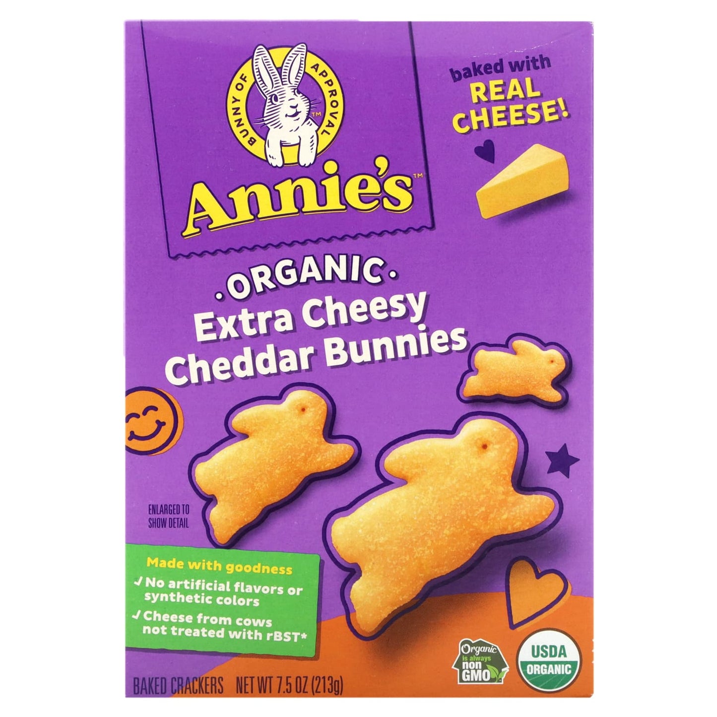 Annie's Homegrown-Organic Cheddar Bunnies- Baked Crackers-Extra Cheesy-7.5 oz (213 g)