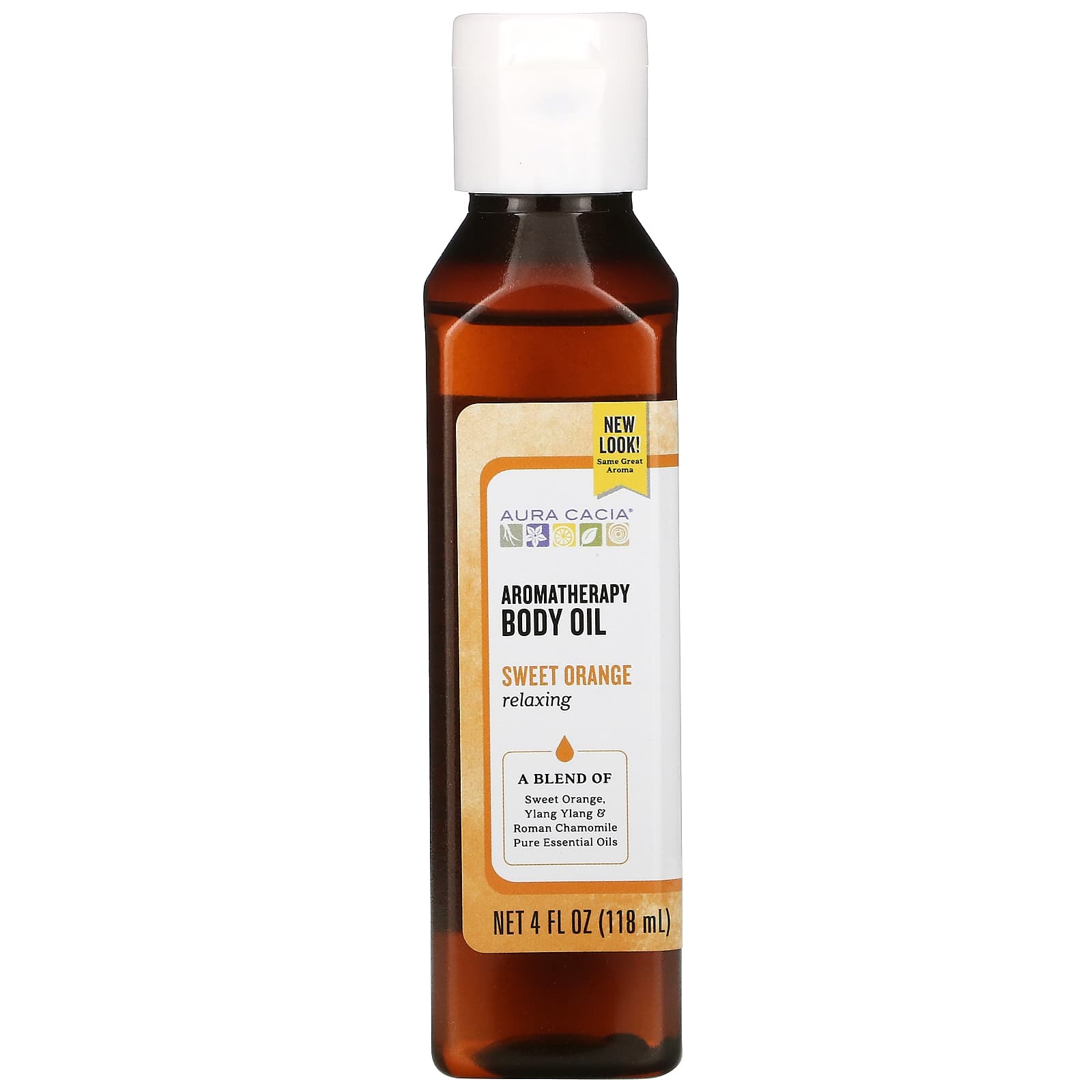 Aura Cacia-Aromatherapy Body Oil-Relaxing-Sweet Orange-4 fl oz (118 ml)