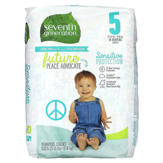 Seventh Generation-Sensitive Protection Diapers-Size 5-27 - 35 lbs-19 Diapers