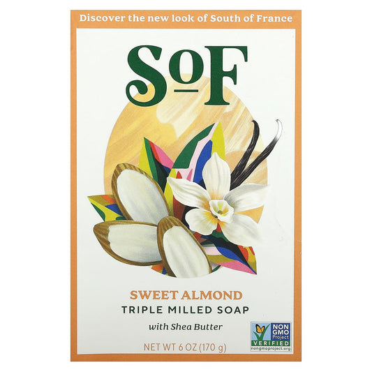 SoF-Triple Milled Bar Soap with Shea Butter-Sweet Almond-6 oz (170 g)