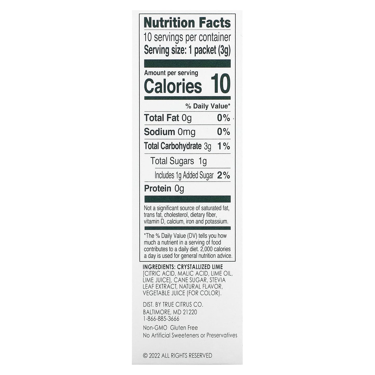 True Citrus, True Lime, Limeade, Black Cherry, 10 Packets, 0.11 oz (3 g) Each