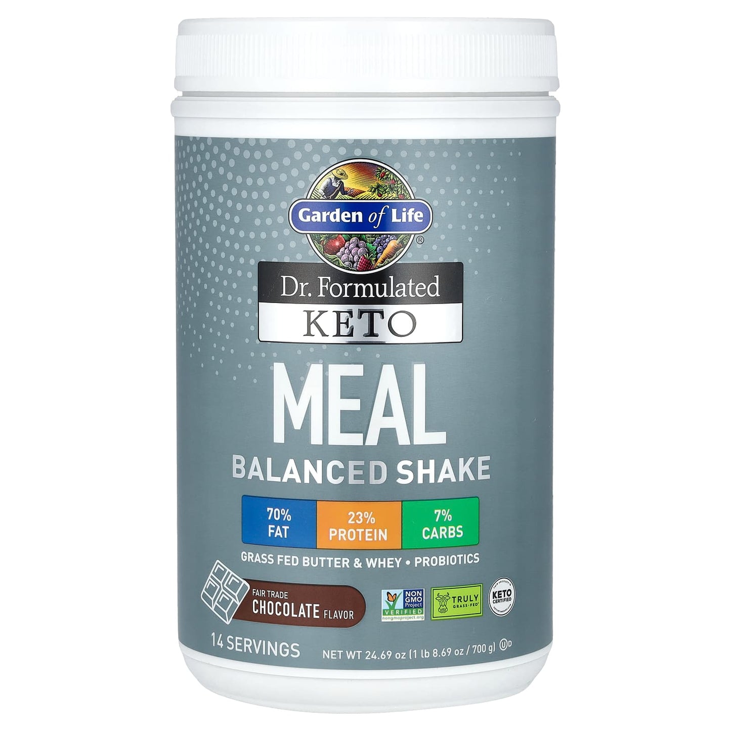 Garden of Life-Dr. Formulated Keto Meal Balanced Shake-Chocolate-24.69 oz (700 g)