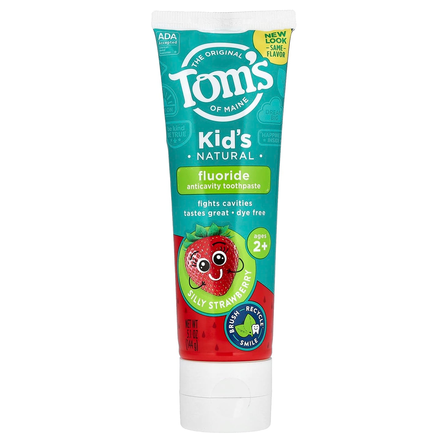 Tom's of Maine-Kid's Natural Fluoride Anticavity Toothpaste-Ages 2+-Silly Strawberry-5.1 oz (144 g)