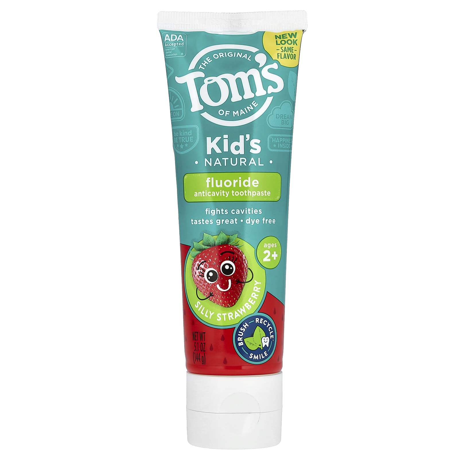 Tom's of Maine-Kid's Natural Fluoride Anticavity Toothpaste-Ages 2+-Silly Strawberry-5.1 oz (144 g)