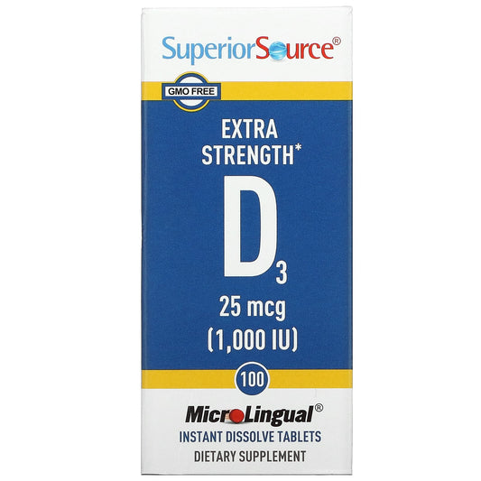 Superior Source-Extra Strength D3-25 mcg (1,000 IU)-100 MicroLingual Instant Dissolve Tablets