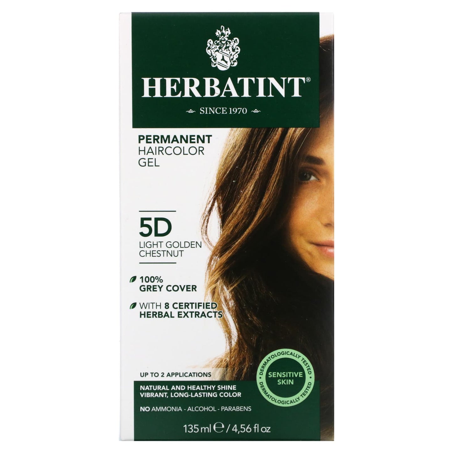 Herbatint-Permanent Haircolor Gel-5D-Light Golden Chestnut-4.56 fl oz (135 ml)