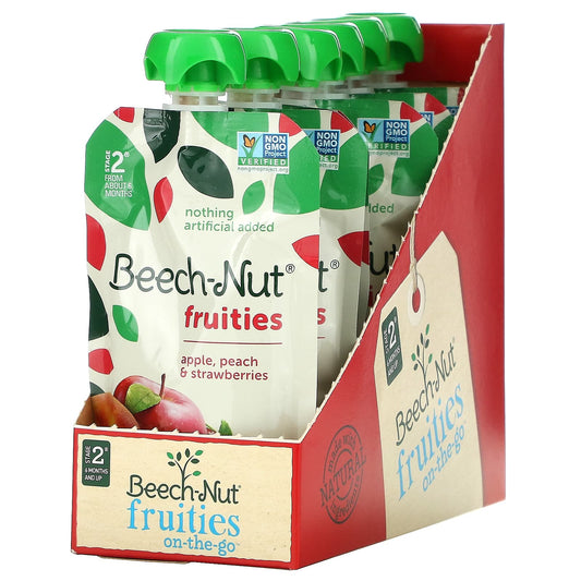 Beech-Nut-Fruities-6+ Months-Apple-Peach & Strawberries-12 Pouches-3.5 oz (99 g) Each