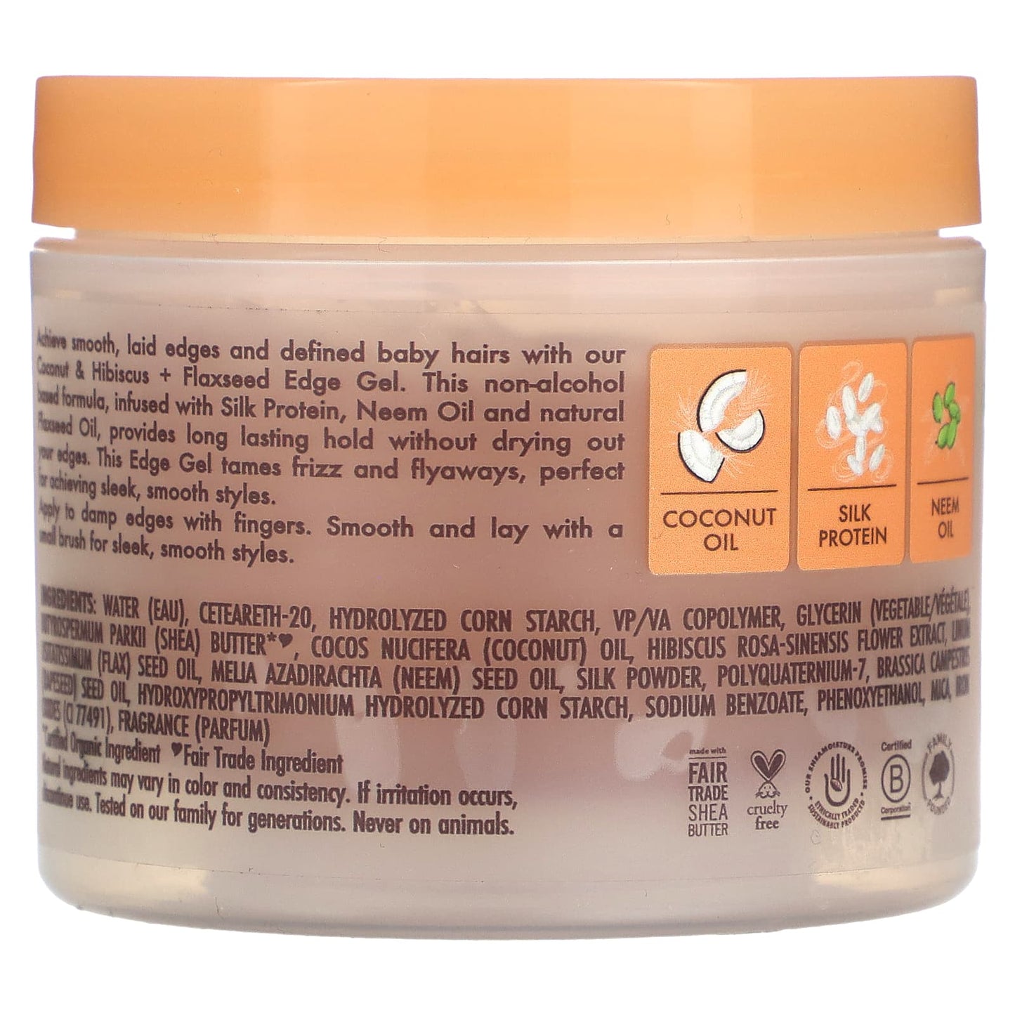 SheaMoisture, Edge Gel, Coconut & Hibiscus + Flaxseed, 3.5 oz (99 g)