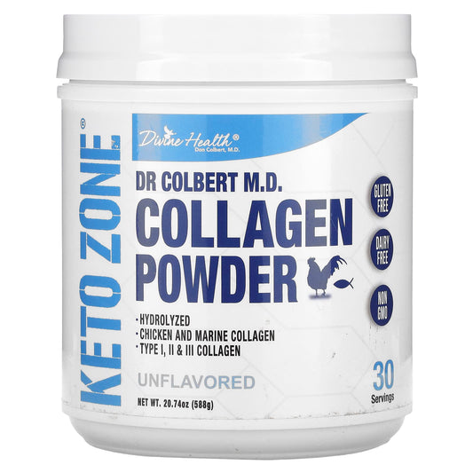 Divine Health-Dr. Colbert's Keto Zone-Collagen Powder-Unflavored-20.74 oz (588 g)