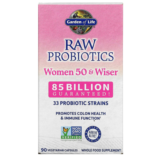 Garden of Life-RAW Probiotics-Women 50 & Wiser-85 Billion-90 Vegetarian Capsules (28.33 Billion Live Cultures per Capsule)