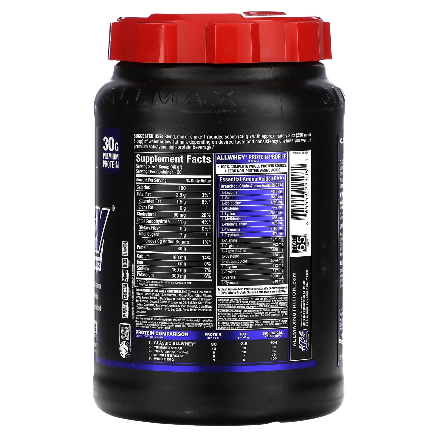 ALLMAX, Classic AllWhey, 100% Whey Protein, Vanilla, 2 lbs (907 g)