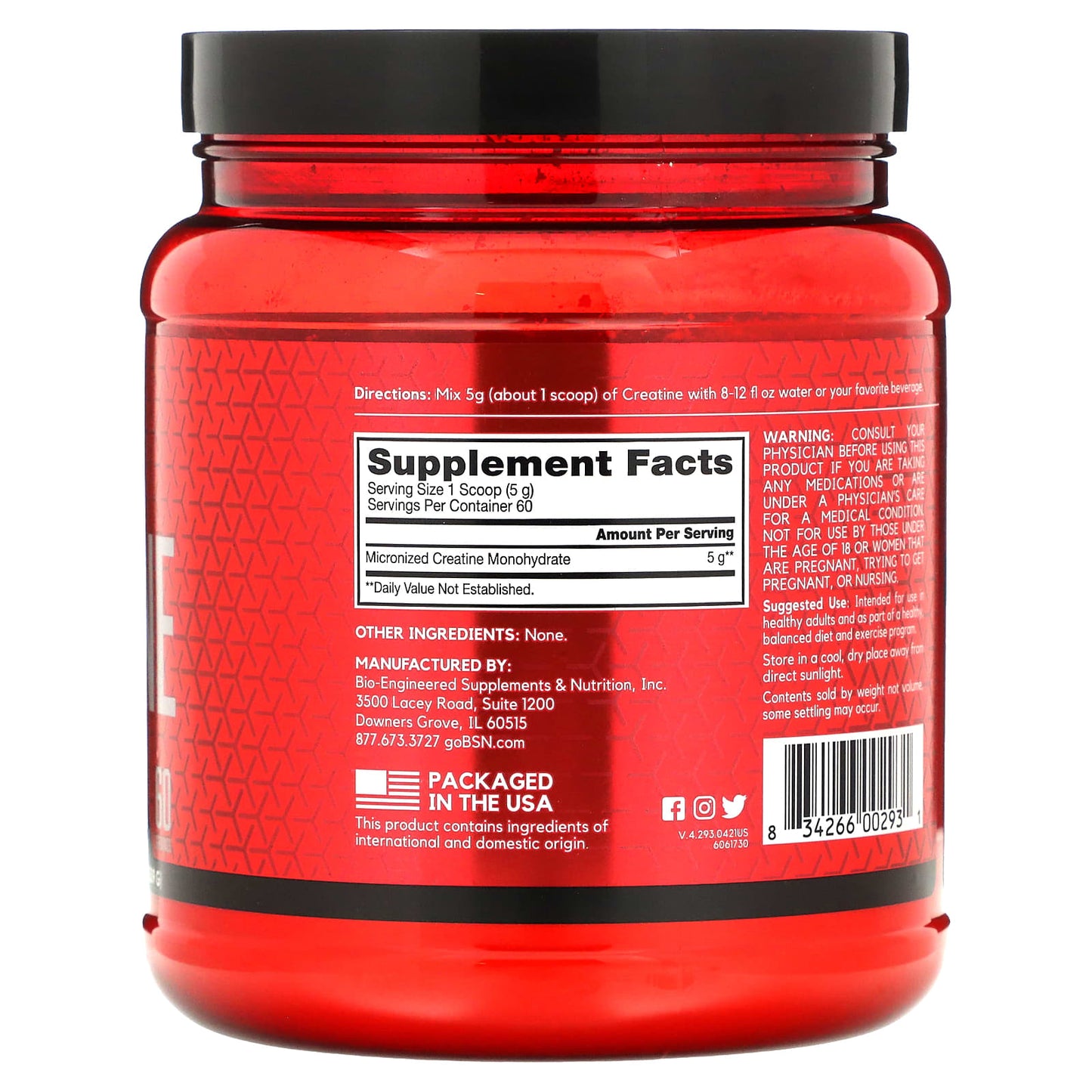 BSN, Creatine, Unflavored, 10.9 oz (309 g)