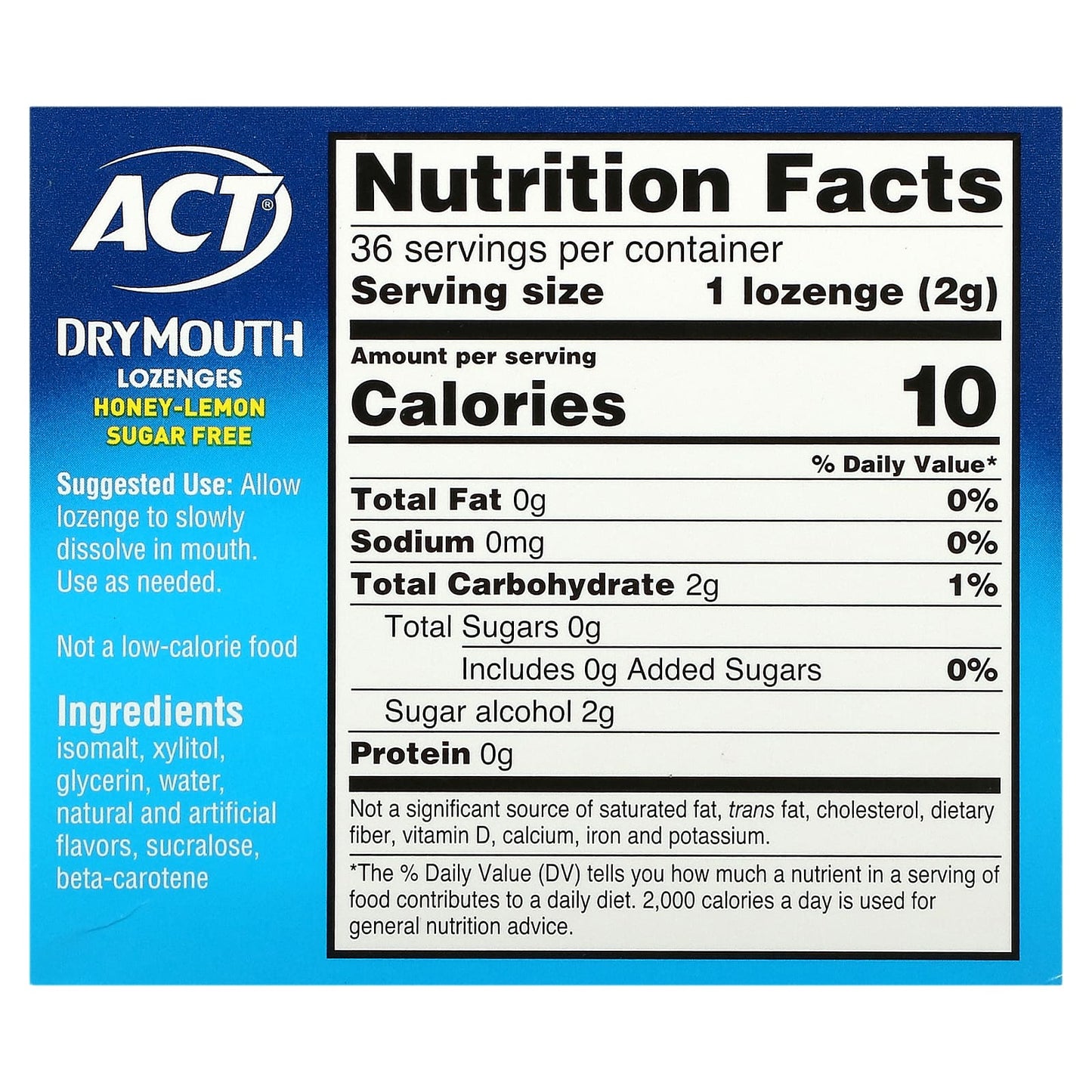 Act, Dry Mouth Lozenges with Xylitol, Honey-Lemon, 36 Lozenges