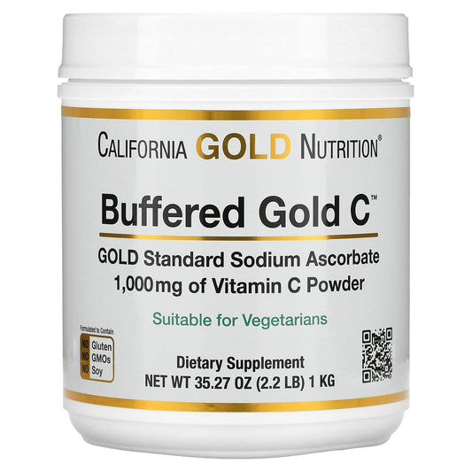 California Gold Nutrition-Buffered Gold C-Non-Acidic Vitamin C Powder-Sodium Ascorbate-2.2 lb (1 kg)