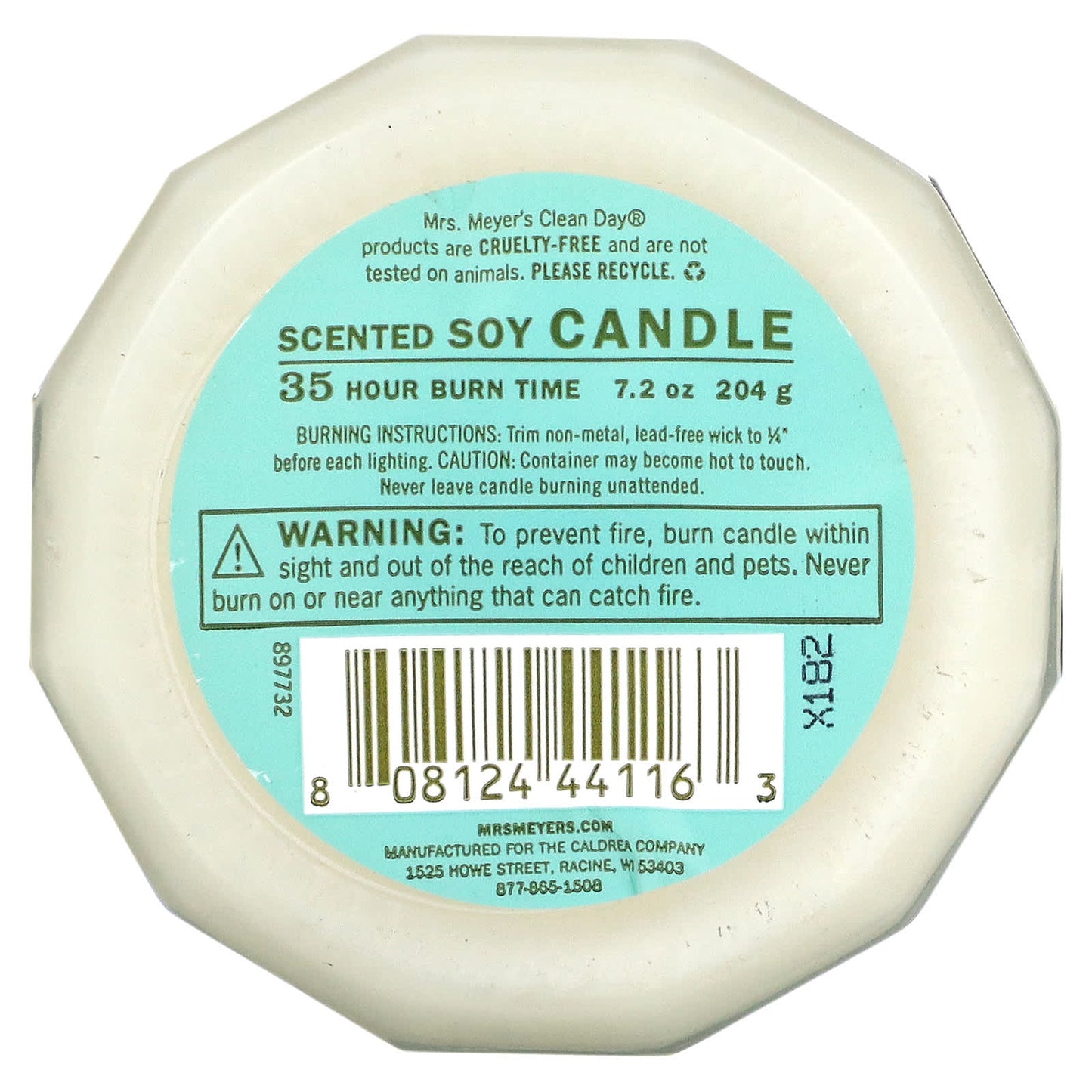 Mrs. Meyers Clean Day, Scented Soy Candle, Basil, 7.2 oz (204 g)
