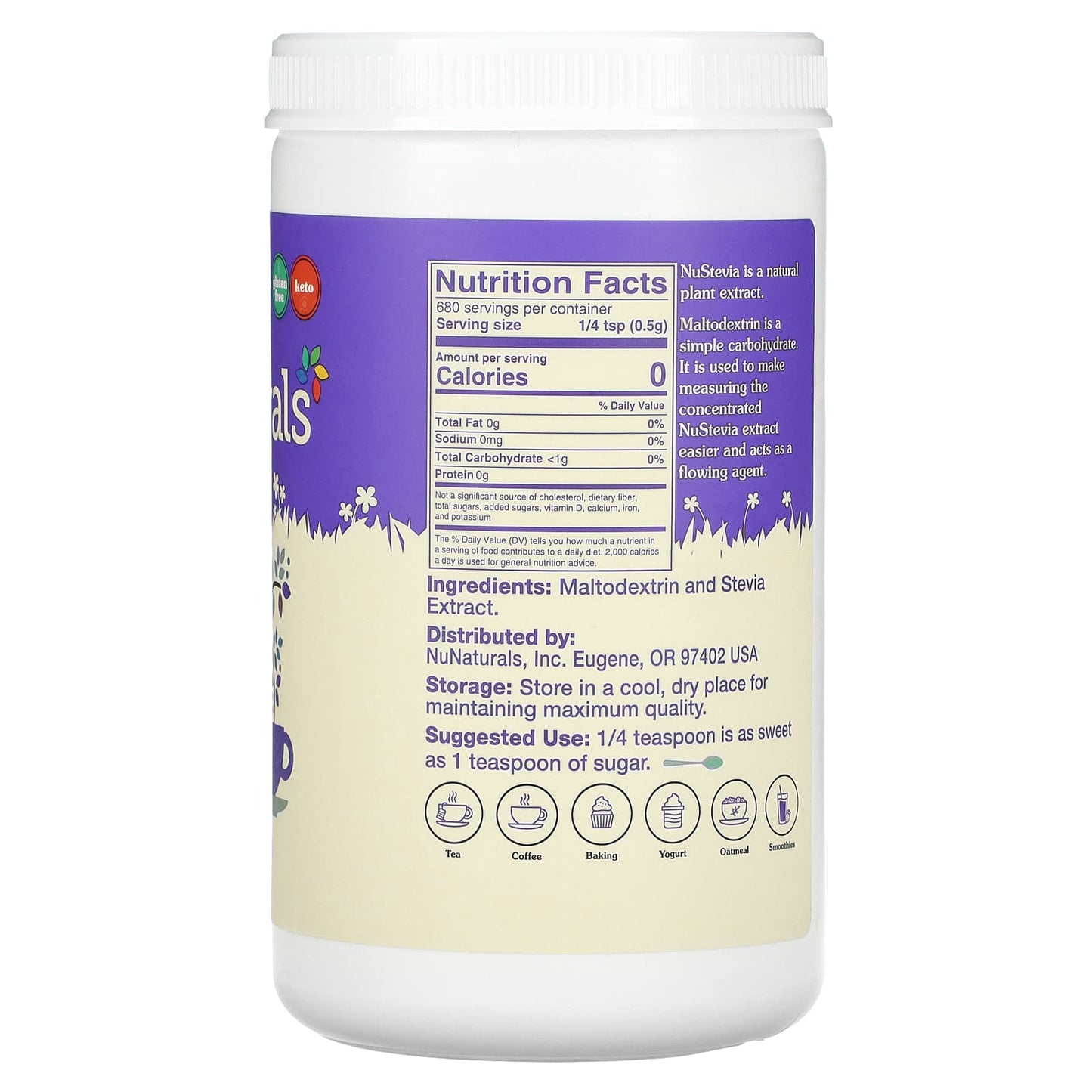 NuNaturals, NuStevia White Stevia Powder, 12 oz (340 g)