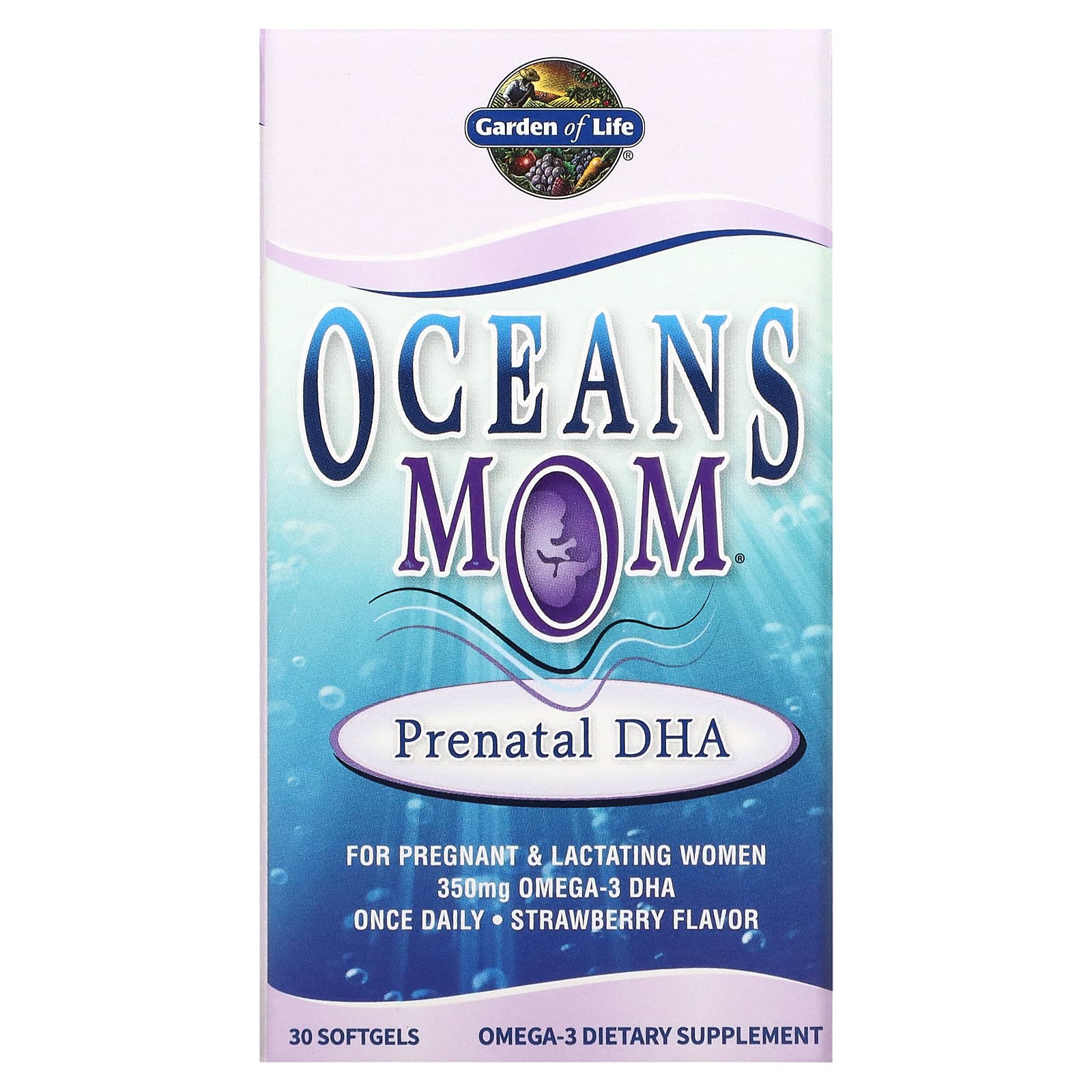 Garden of Life-Oceans Mom-Prenatal DHA-Strawberry-350 mg-30 Softgels