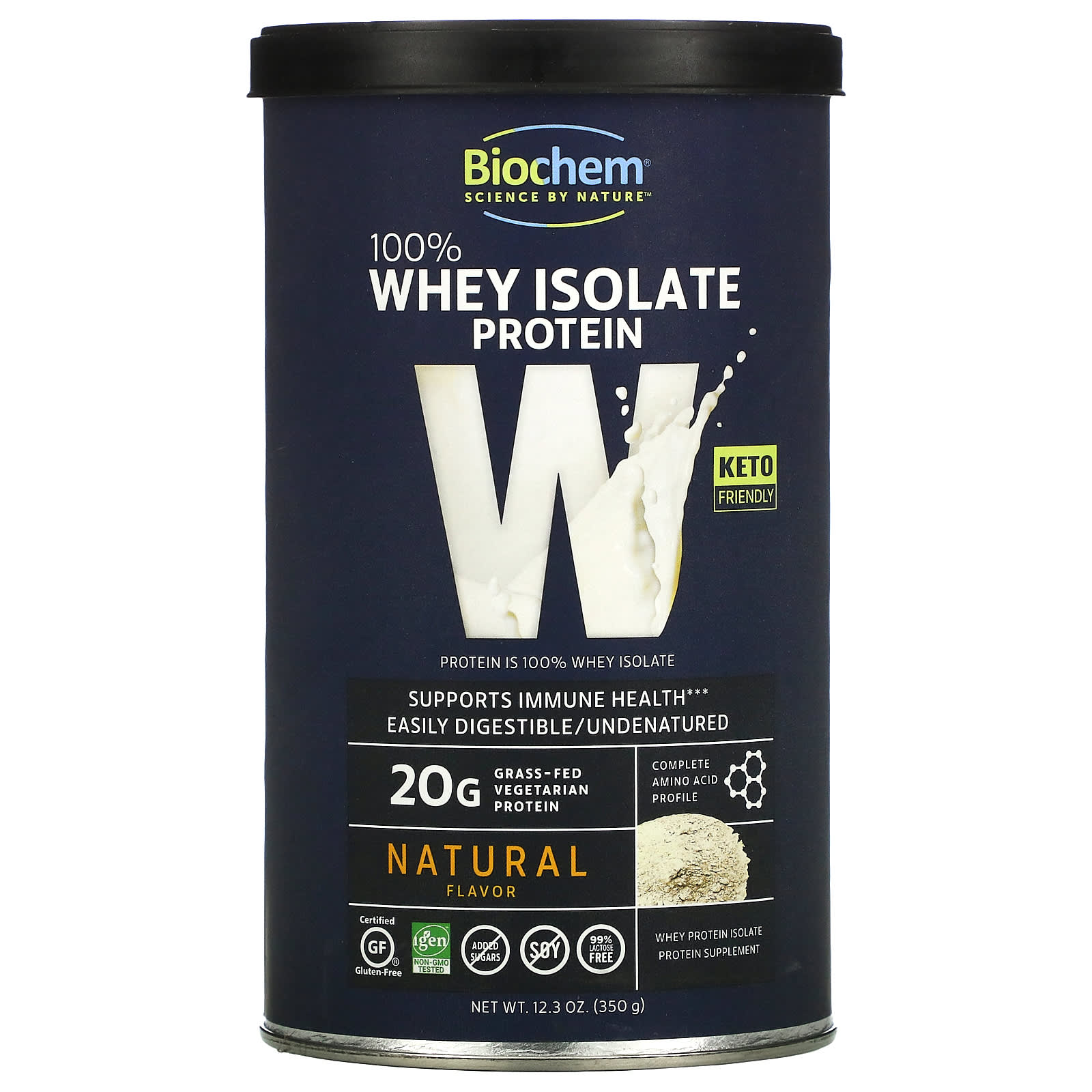 Biochem-100% Whey Isolate Protein-Natural-12.3 oz (350 g)