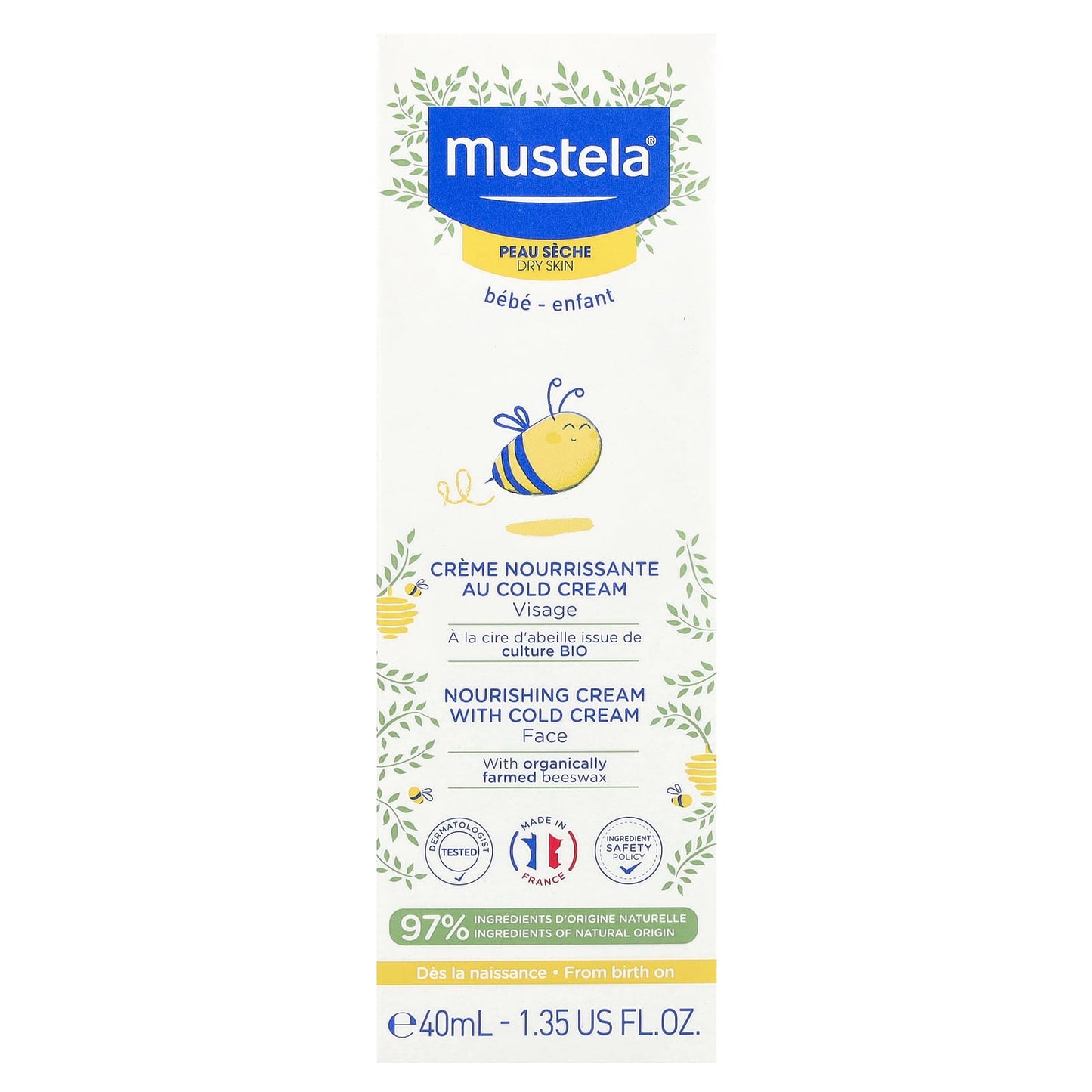 Mustela, Baby, Nourishing Face Cream with Cold Cream, For Dry Skin, 1.35 fl oz (40 ml)