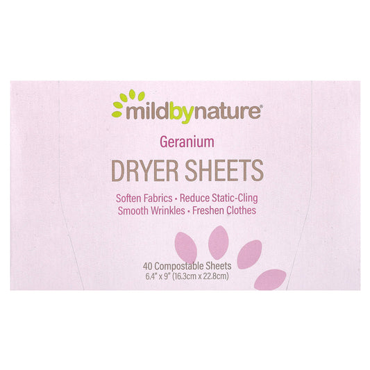 Mild By Nature-Dryer Sheets-Geranium-40 Sheets