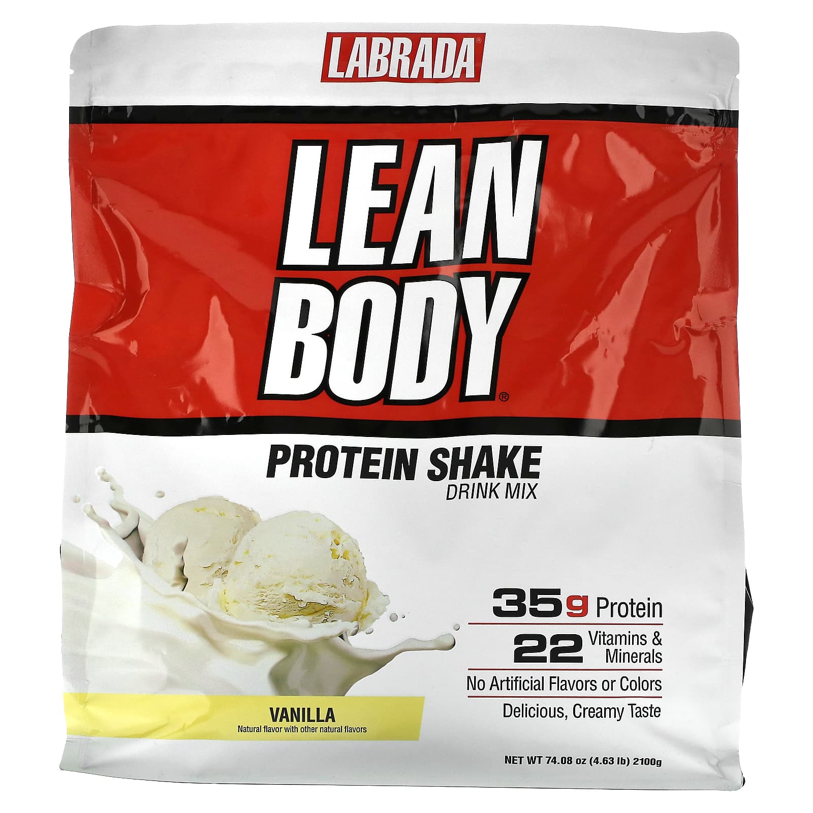 Labrada Nutrition-Lean Body-Protein Shake Drink Mix-Vanilla-4.63 lbs (2,100 g)