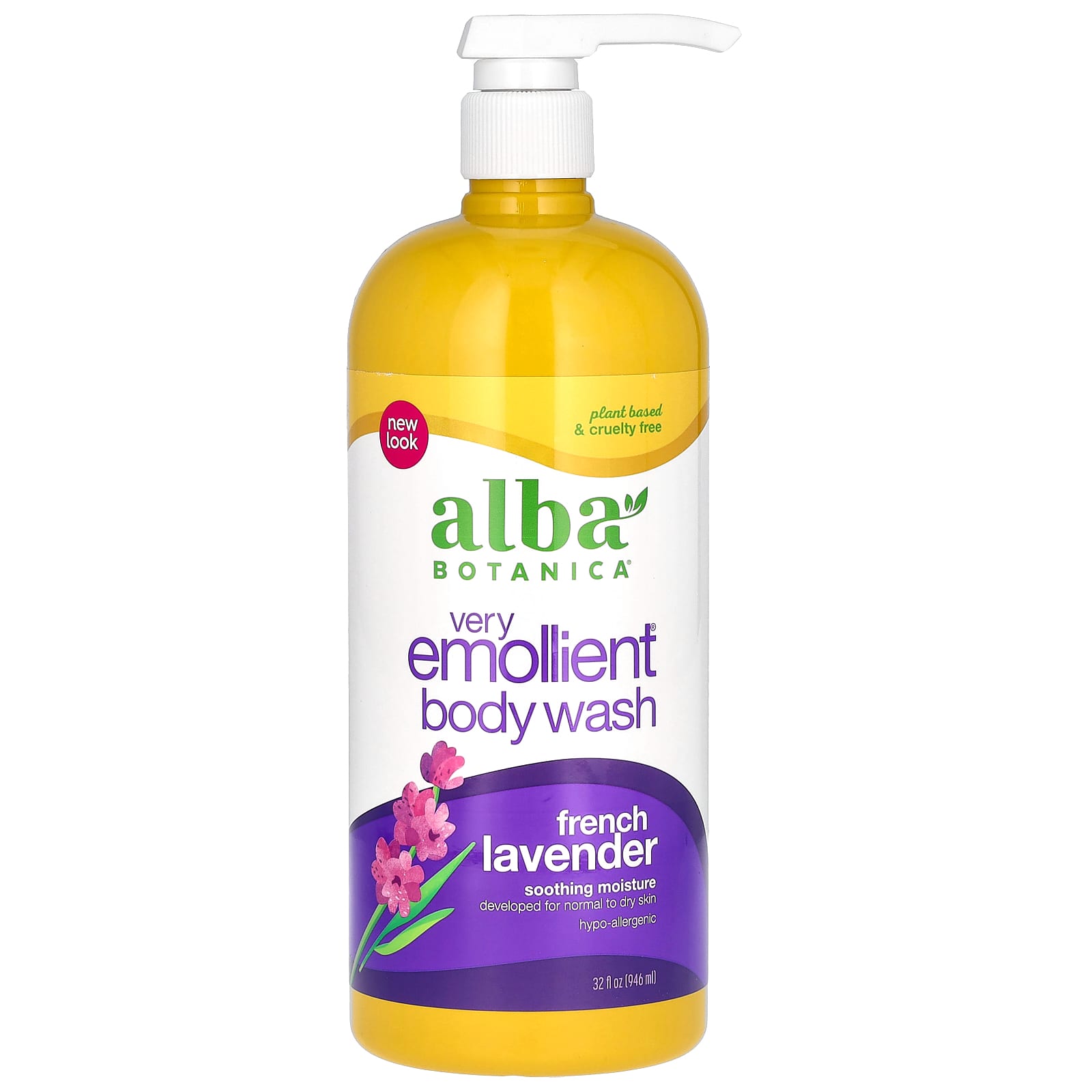 Alba Botanica-Very Emollient-Body Wash-French Lavender-32 fl oz (946 ml)