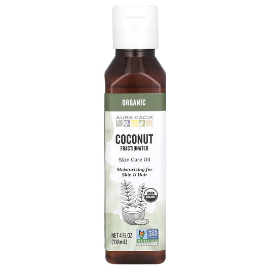 Aura Cacia-Organic Skin Care Oil-Coconut-Fractionated-4 fl oz (118 ml)