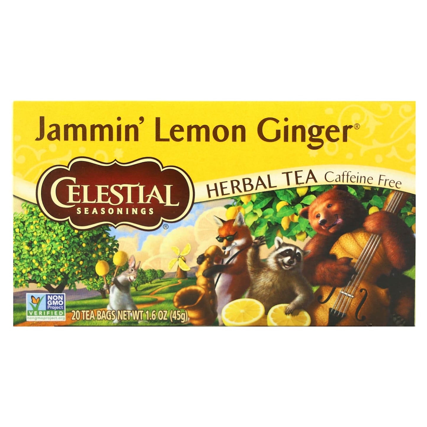 Celestial Seasonings-Herbal Tea-Jammin' Lemon Ginger-Caffeine Free - 20 Tea Bags-1.6 oz (45 g)