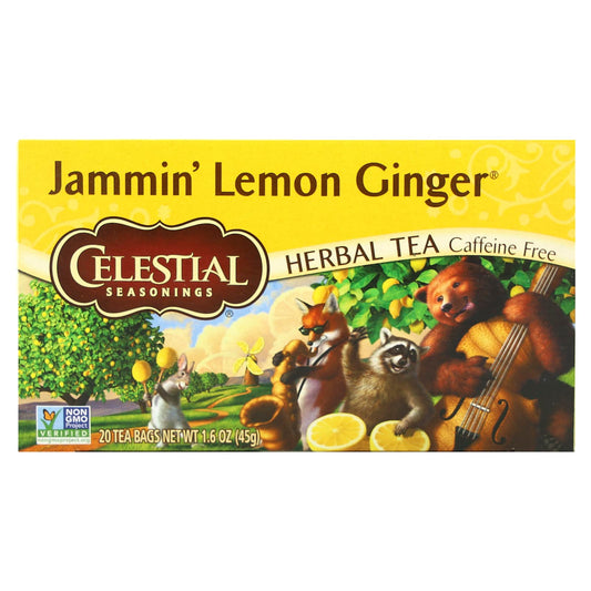 Celestial Seasonings-Herbal Tea-Jammin' Lemon Ginger-Caffeine Free - 20 Tea Bags-1.6 oz (45 g)